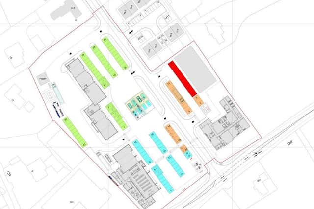 The envisaged mixed-use development, comprising a filling station, a supermarket and business units. Credit: Mid Ulster planning portal