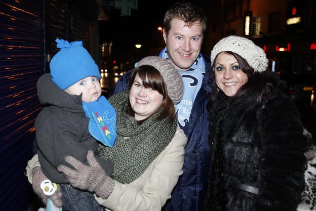 Caleb and Decoa Graham, David Lynch and Louise Moore pictured during the switch on of the Christmas Lights in Portstewart in 2010