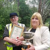 Jackson Tinto receiving the 2023 Endeavour Cup from IWAI President Kay Baxter. Pic Credit: IWAI