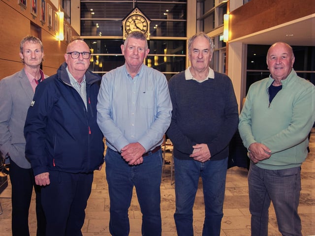Some of the 'old hands' at the reception - Stephen Reid, Harris Gerrow, Davy Baird, Mervyn Gage and Ian Getty.