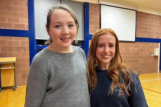 Kellyann McKillen and Megan Paul take a break from rehearsals