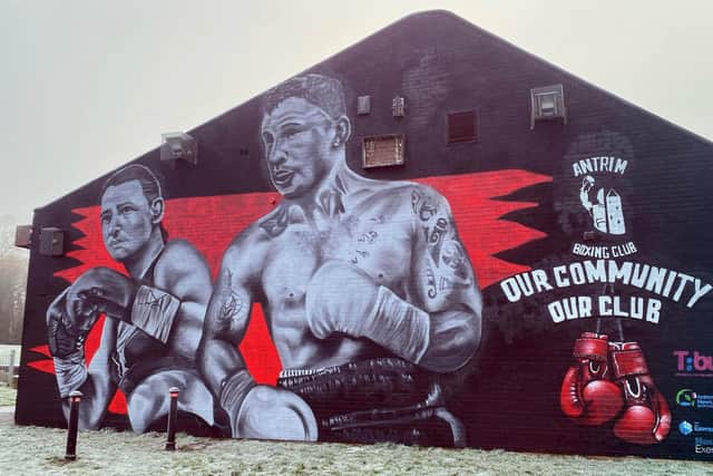 Antrim Boxing Club’s new mural featuring Carl Frampton and Katie Taylor.