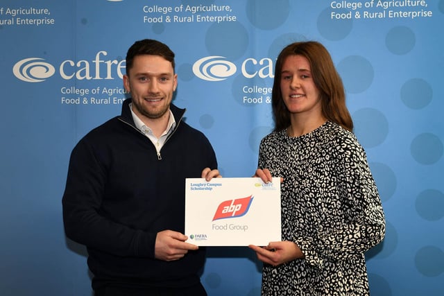 Aimee Kerr, a second-year student on the BSc (Hons) Degree in Food Innovation and Nutrition at Loughry Campus has been awarded the ABP Scholarship. Aimee, a student from Dromore, Co Down was presented with her award by Simon Dowey, Technical Manager, ABP (Newry). In addition to receiving a financial award Aimee will complete her one year paid placement programme within the business as part of her degree qualification.