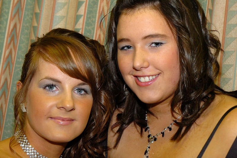 Kristy Leacock and Laura Hessen who attended Magherafelt High School formal in 2007.
