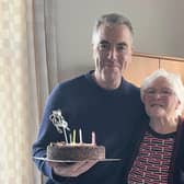 Actor Jimmy Nesbitt surprised everyone at a recent get-together of REACH Portrush and also took time to wish Maureen Cargin a very happy birthday. Credit REACH