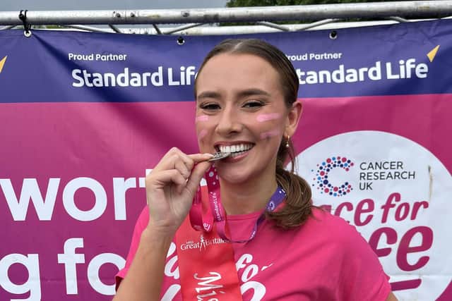 Congratulations to Lisburn woman Stacey Burns who has been running 5ks to raise money for charity. Pic contributed by Stacey Burns