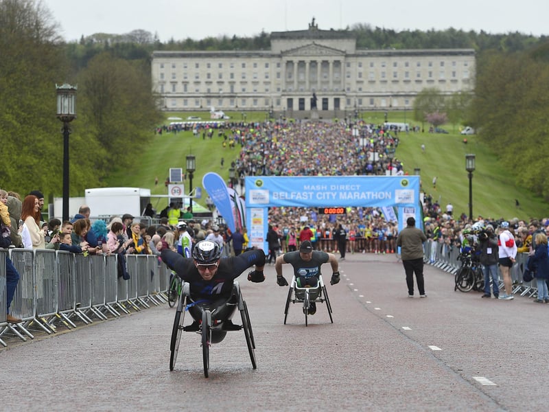 The wheelchair race gets underway.