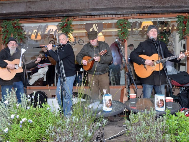 Folk group, Shindig entertaining at the Whitehead Victorian street fair in 2015.