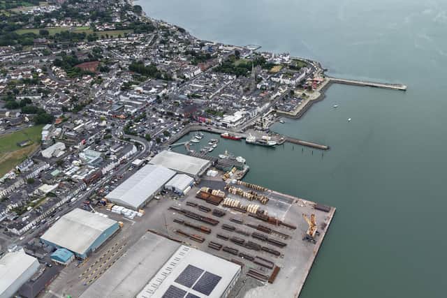 Warrenpoint town and the harbour.