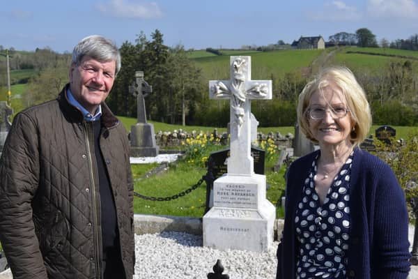 Joe Mahon and Mary Gillen in the graveyard of Forth Chapel. Credit: ITV