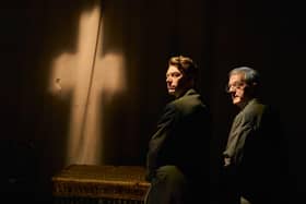 MALCOLM JAMES as Arthur Kipps and MARK HAWKINS as The Actor. Credit Mark Douet