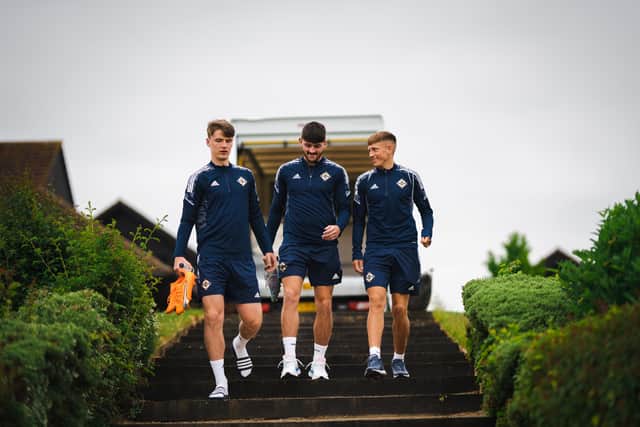 Aaron Donnelly, Lee Bonis and Callum Marshall are involved with their first NI senior camp. (Pic @NorthernIreland).