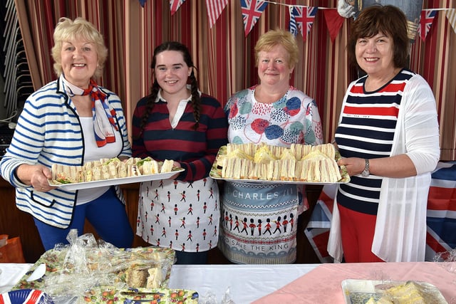 Keeping everyone fed at the Loughgall coronation tea Party are, from left, Kathleen Orr, Rebecca Walker, May Walker and Denise Gilpin. PT18-273.