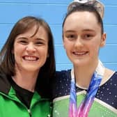 Photographed is Niamh McConnell from Coleraine, alongside her gymnastics coach Mary McGoldrick