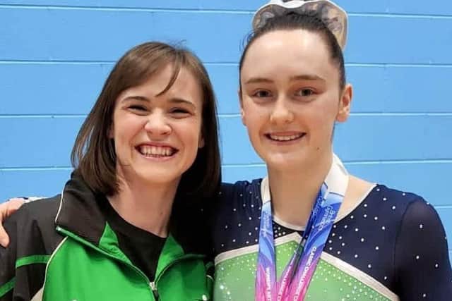 Photographed is Niamh McConnell from Coleraine, alongside her gymnastics coach Mary McGoldrick