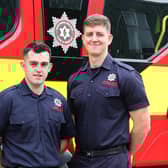 Hugo McKeegan, Cushendall; and Adam Cummings, Portstewart who have graduated as wholetime firefighters. CREDIT NIFRS
