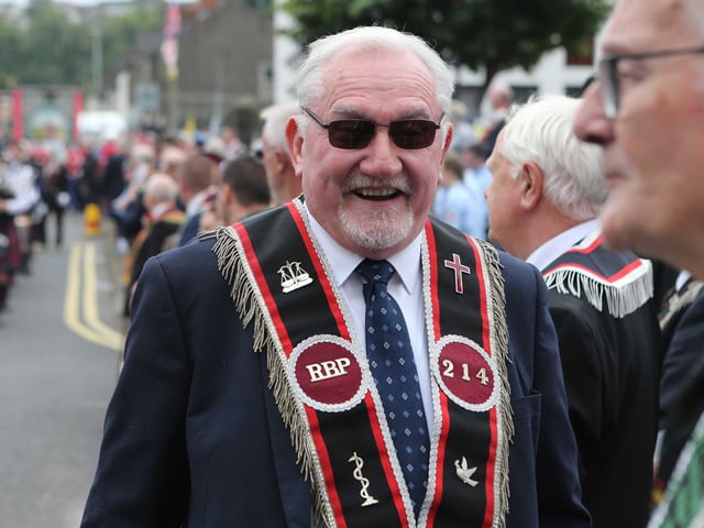 Enjoying being part of the parade in Larne.