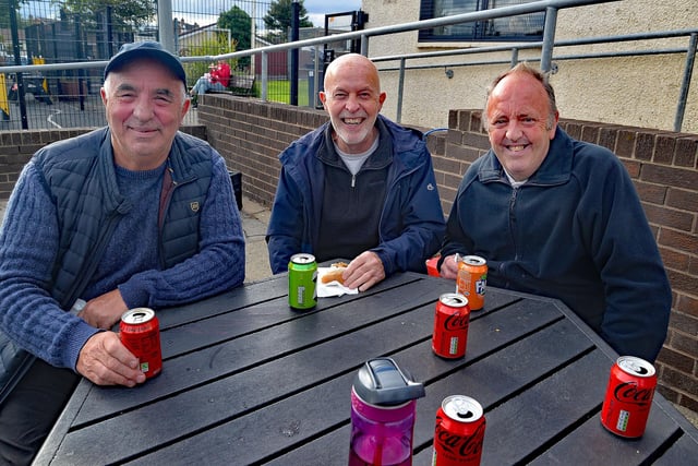 Pictured at the Shankill Parish summer barbeque are from left, Paul Scoby, Harry Crozier and John Fryers. LM27-236.