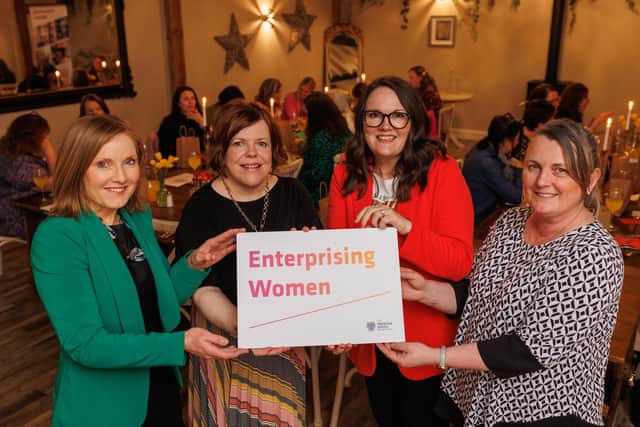 Ursula O’Loughlin (Head of Economic Development at Mid and East Antrim Borough Council), Kelli McRoberts (Manager at Carrickfergus Enterprise), Lucinda Graham (Owner of Galgorm Melts) and Melanie Christie Boyle (Chief Executive at Ballymena Business Centre).