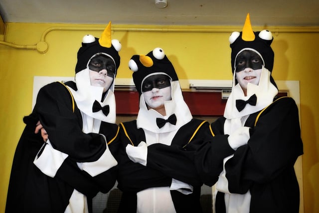 Dale Johnston, Aaron Crawford and Kenneth Wiltshire were The Penguins during Dromore High School's "The Night Before Christmas" in 2010