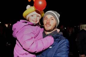 Cleo Robinson (6) and dad, Ben pictured at the Richhill Christmas lights switch on. PT49-248.