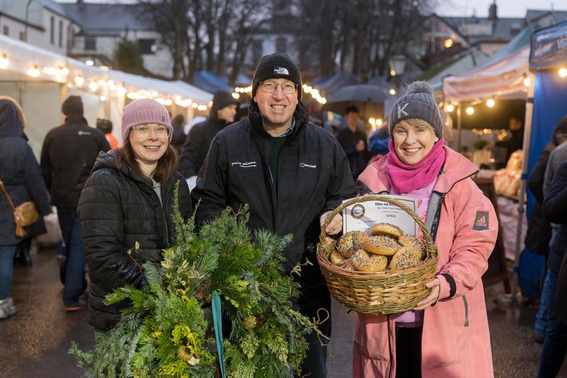 Pictured at the market are, (l-r) Charlene McKinstry, Gracehill Flower Farm, Cllr John Laverty BEM, Chairman of the council’s Regeneration & Growth Committee and Katrina Collins, The Daily Apron.