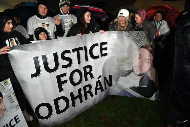 At Wednesday night's vigil for Lurgan murder victim Odhrán Kelly.