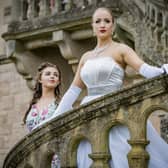 Getting ready for Evita at Grand Opera House Belfast, are, from left: Caroline McMichael as young Eva Duarte and Karen Hawthorne as Eva Peron.