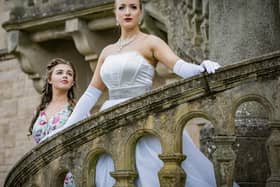 Getting ready for Evita at Grand Opera House Belfast, are, from left: Caroline McMichael as young Eva Duarte and Karen Hawthorne as Eva Peron.