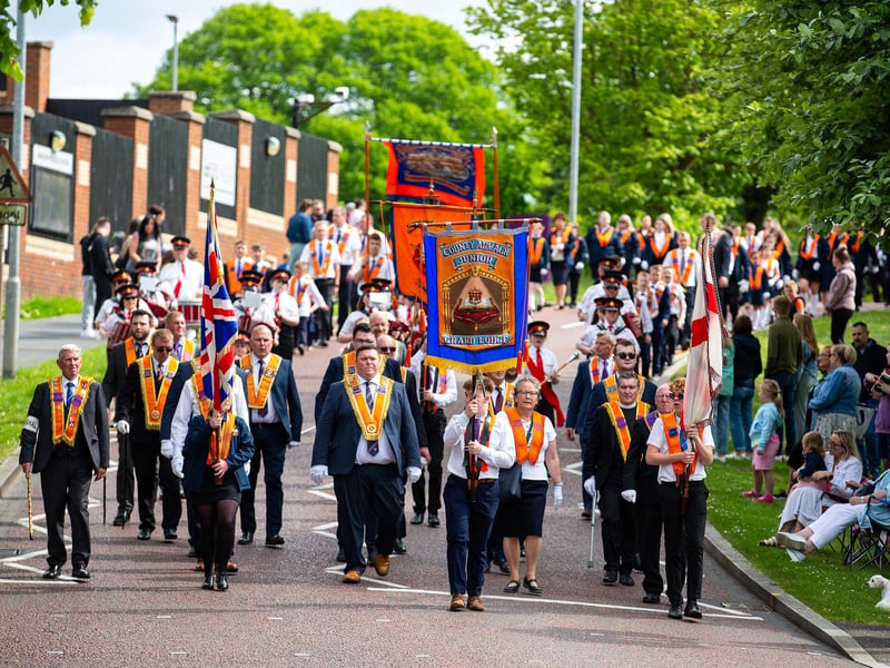 Brethren on parade in Bangor which hosted the annual Co Armagh Junior Orange Lodge