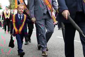 A young recruit of LOL 83 on the march at this year's Twelfth parade in Gilford, Co. Down.
