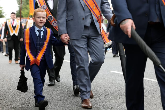 A young recruit of LOL 83 on the march at this year's Twelfth parade in Gilford, Co. Down.