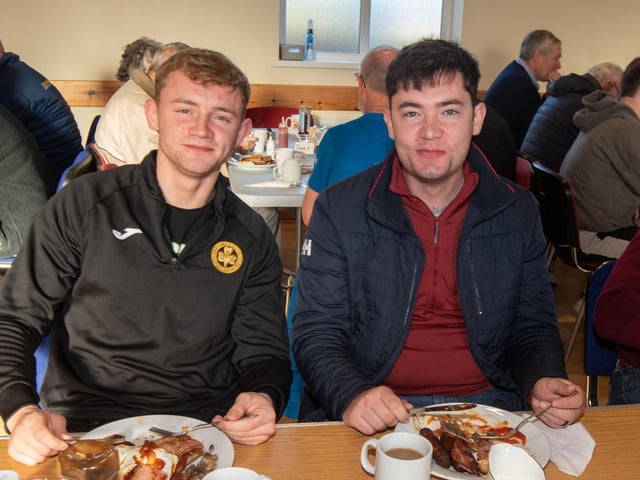 Tucking in to their fry-up are brothers, Joe and Sam Buckley.
