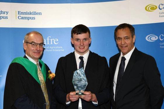 Ethan McKee (Comber) was presented with the Department of Agriculture, Environment and Rural Affairs Prize awarded to the top Level 3 Advanced Technical Extended Diploma in Land-based Engineering student by Martin McKendry (CAFRE Director) and Cormac McKervey (Head of Agriculture, Ulster Bank and Guest Speaker).