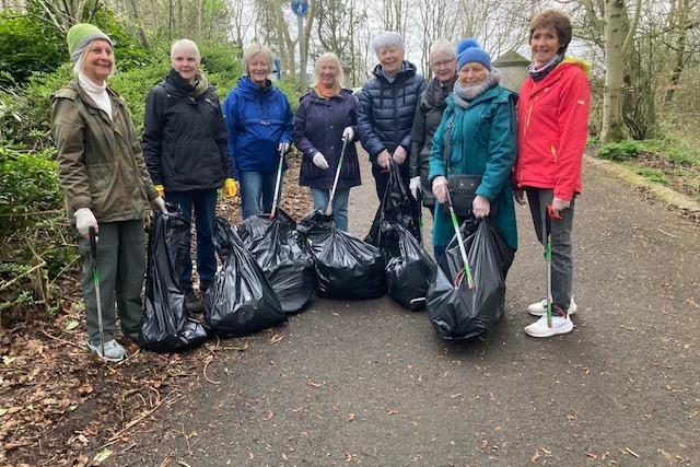 Members of the Ballymoney branch of Soroptimist International during their litter pick at the Riverside Park. Credit Ballymoney Soroptimists