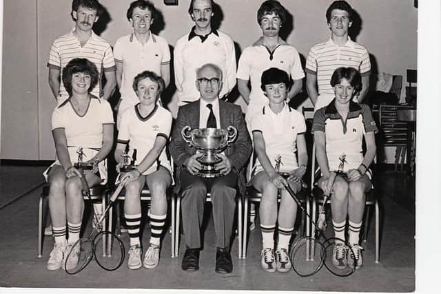 All Ireland Senior Cup Champions  1980 Alpha Badminton Club - George Stephens, Stephen McCormick, John Scott, Rikki Keag, Graham Henderson, Valerie Adrain, Doreen Blackstock, ,Bob Colhoun, Nina Keag, Linda Andrews