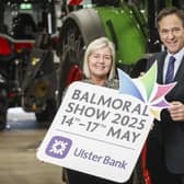 Counting down to the 2025 Balmoral Show in partnership with Ulster Bank is Rhonda Geary, Group Operations Director, RUAS, with Cormac McKervey, Senior Agricultural Manager, Ulster Bank. Pic credit: Brian Thompson