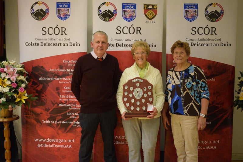 Eileen McCusker County Recitation champion pictured with County Cultural Officer Donal McNally and County Scór secretary Anita Brannigan.