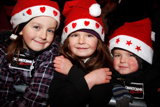 Taylor, Carly and Andrew having fun during the switching on of the Christmas Lights in Coleraine in 2010