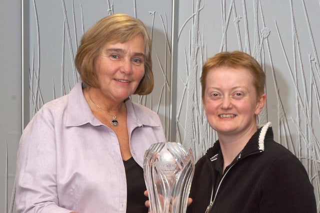 Craigavon female sports personality of the year Pauline Cassells receives her award from Councillor Mrs Meta Crozier at the Craigavon Sports Awards in 2007.