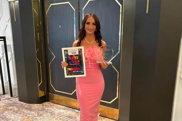 Lynsey picked up the Support Worker Award 2026 in the independent category during the event at the Hilton Hotel. Photo: Lynsey Anderson
