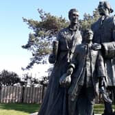 Emigrant statue in Curran Park, Larne.