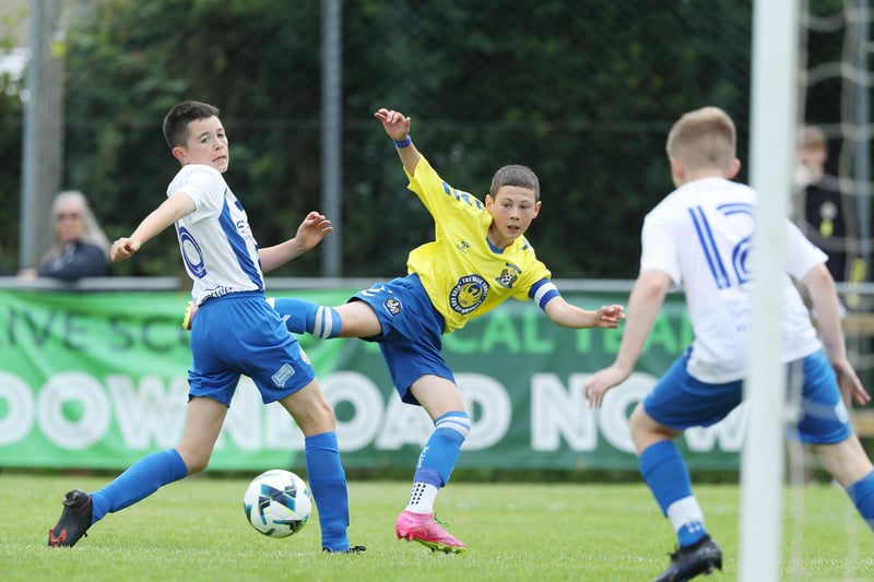 Coleraine's Ollie McEvoy and Kilmarnock's Logan Kiltie during Tuesday's Boys Minor Group B match.