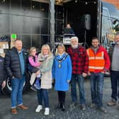 Kenny McKinstry (Susan's dad), Cllr Paul Greenfield, Ellie Nicholl, Susan Nicholl, Lord Mayor Margaret Tinsley, Eric Nicholl (Andy's dad), Russell Anderson and Cllr Ian Wilson.