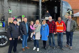 Kenny McKinstry (Susan's dad), Cllr Paul Greenfield, Ellie Nicholl, Susan Nicholl, Lord Mayor Margaret Tinsley, Eric Nicholl (Andy's dad), Russell Anderson and Cllr Ian Wilson.