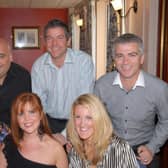 Karen and Don Croy, Kachela and Glen Murray and Joanne and Paul Hewitt at the 2010 Olderfleet Liverpool FC Supporters' Club dinner.