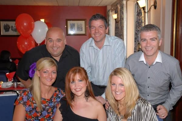 Karen and Don Croy, Kachela and Glen Murray and Joanne and Paul Hewitt at the 2010 Olderfleet Liverpool FC Supporters' Club dinner.