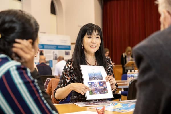 Masako, originally from Japan, talks about her homeland to participants at the recent Café Culture event held in Coleraine Town Hall. Credit McAuley Multi media
