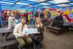 Students from the UAL Level 3 Extended Diploma in Creative Practice at NWRC with Emma Dickson, Course Co-ordinator at NWRC, and Ethan Price from Buzz n’ Berry.