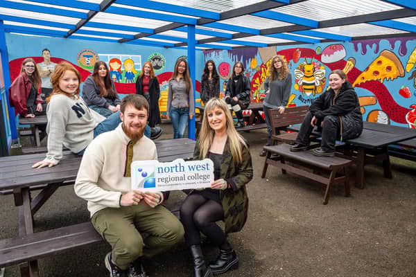 Students from the UAL Level 3 Extended Diploma in Creative Practice at NWRC with Emma Dickson, Course Co-ordinator at NWRC, and Ethan Price from Buzz n’ Berry.
